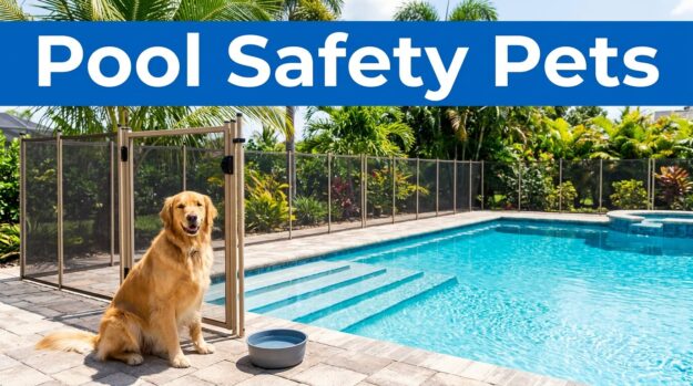 Golden Retriever At Pool Fence Pool Safety Pets: A Safer Southwest Florida Backyard