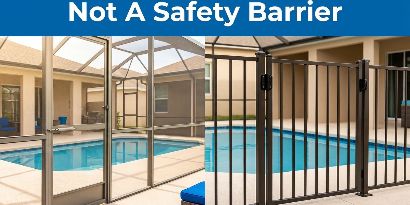 Lanai Mesh Versus Safety Fence Why a Lanai Screen Is Not a Pool Safety Barrier