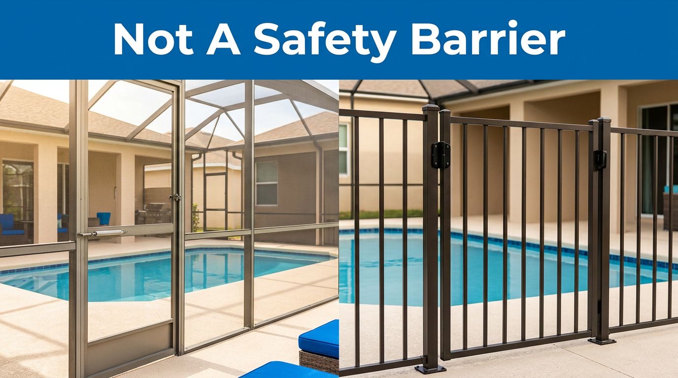 Lanai Mesh Versus Safety Fence Why a Lanai Screen Is Not a Pool Safety Barrier