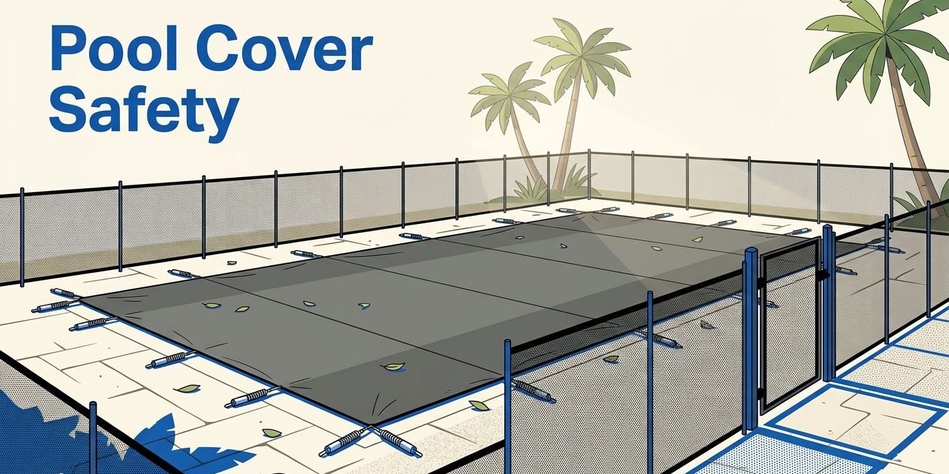 A Florida home with a covered pool and safety fence.