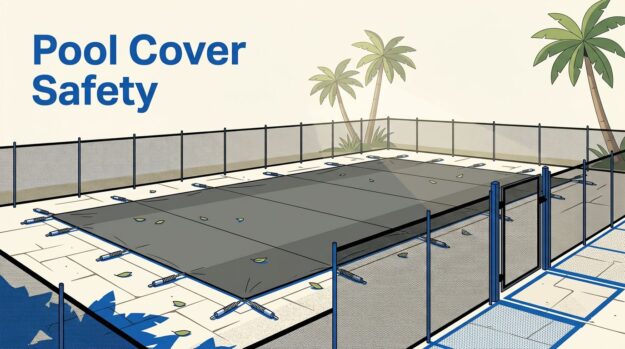 A Florida home with a covered pool and safety fence.