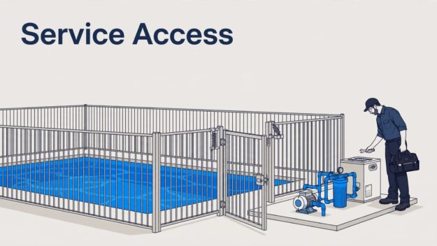 Featured Pool Fence Access That Works For Service Technicia pool fence access