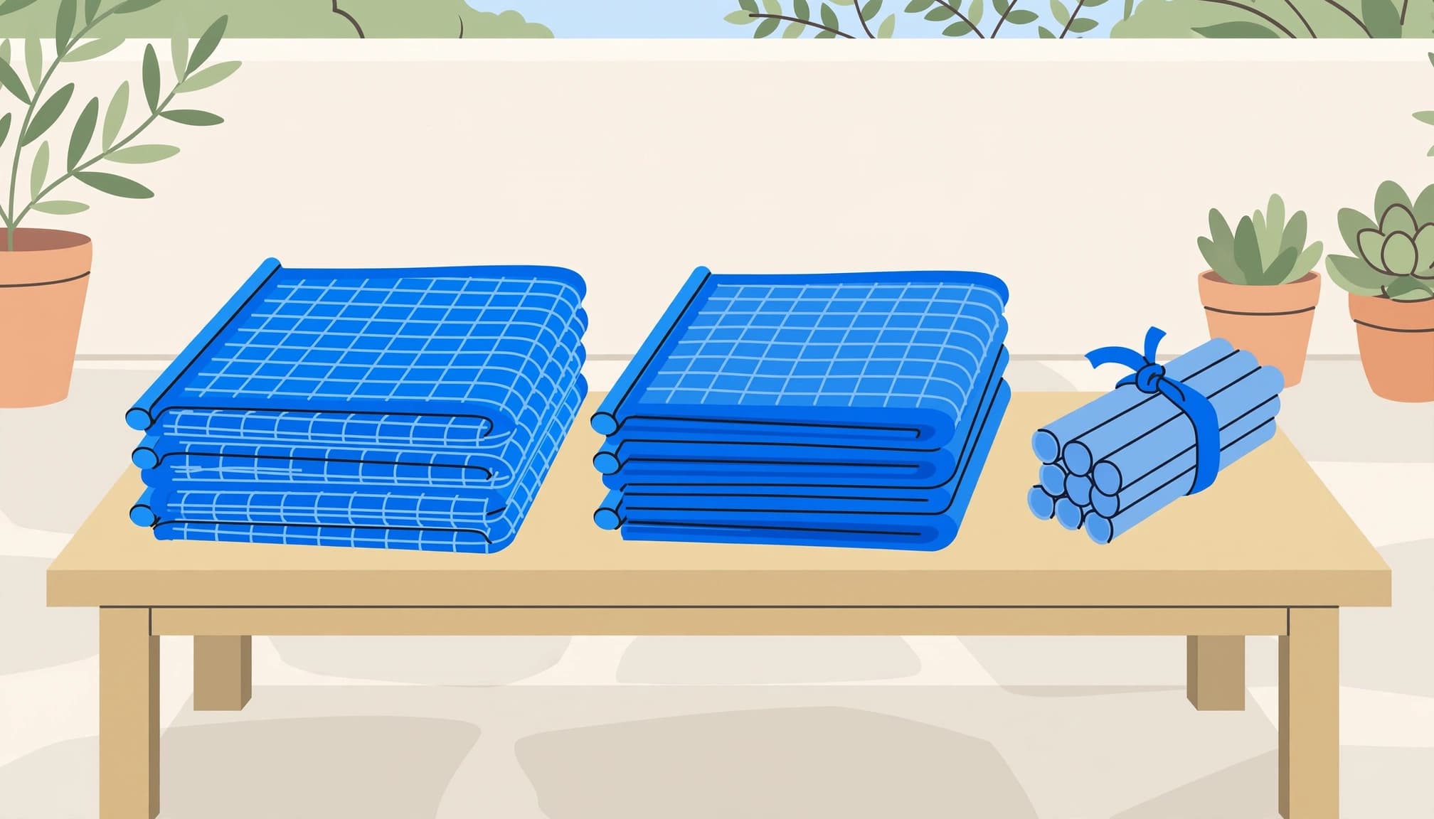 Preparing removable pool fencing for storing mesh barrier panels between uses